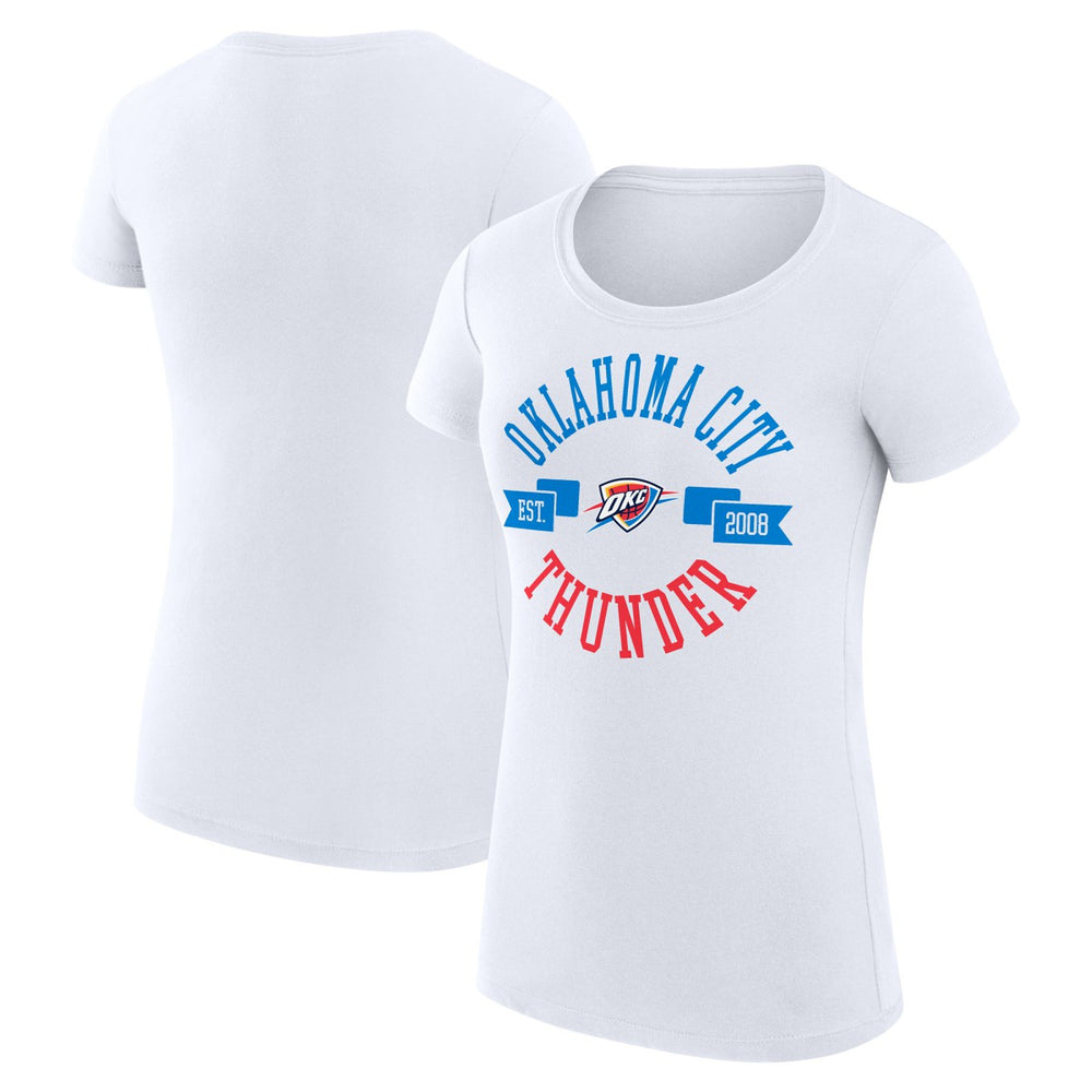 Oklahoma City Thunder G-III 4Her by Carl Banks Women's Super-Slim Fit Lightweight Large City Logo T-Shirt White