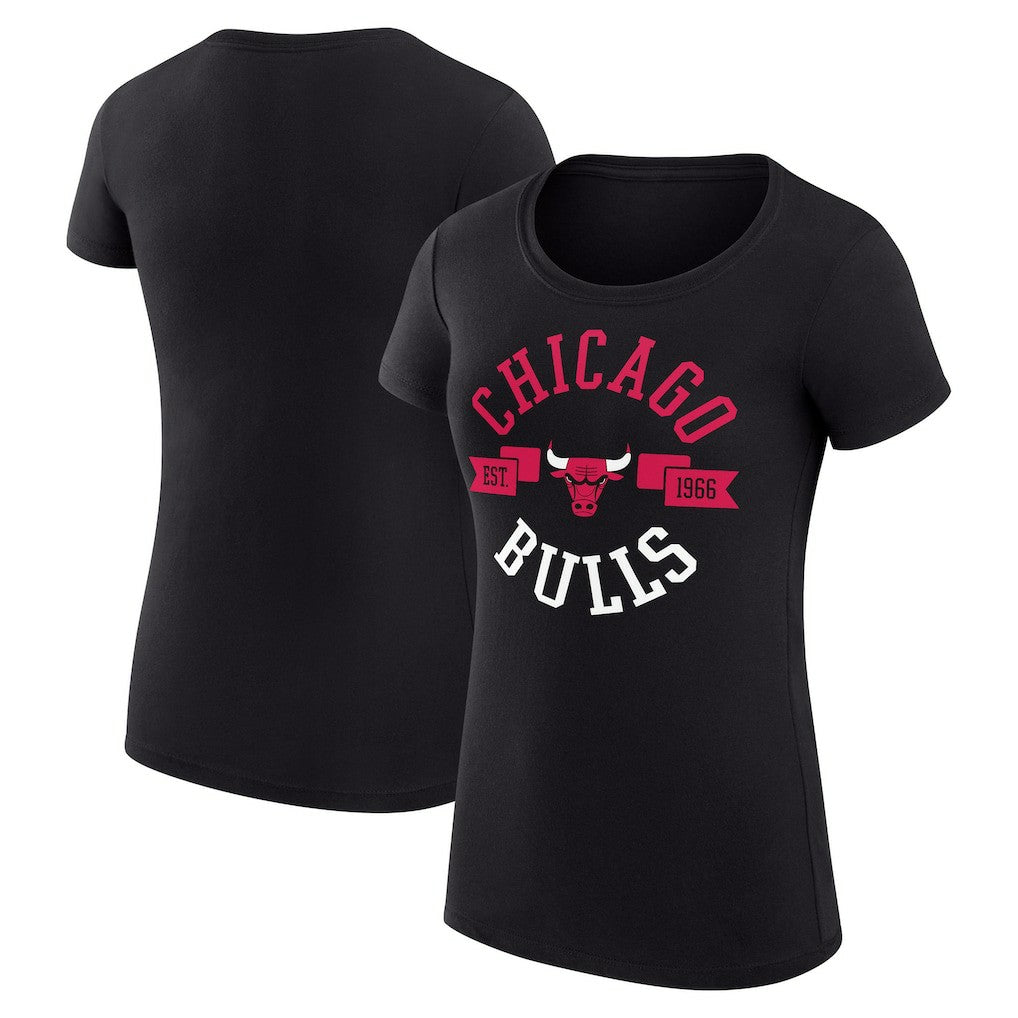 Chicago Bulls G-III 4Her by Carl Banks Women's Super-Slim Fit Lightweight Large City Logo T-Shirt Black