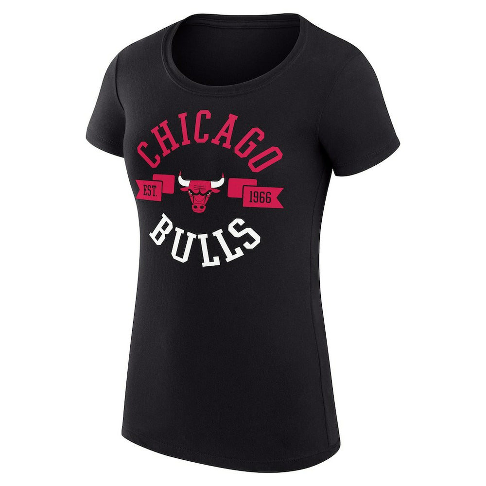 Chicago Bulls G-III 4Her by Carl Banks Women's Super-Slim Fit Lightweight Large City Logo T-Shirt Black