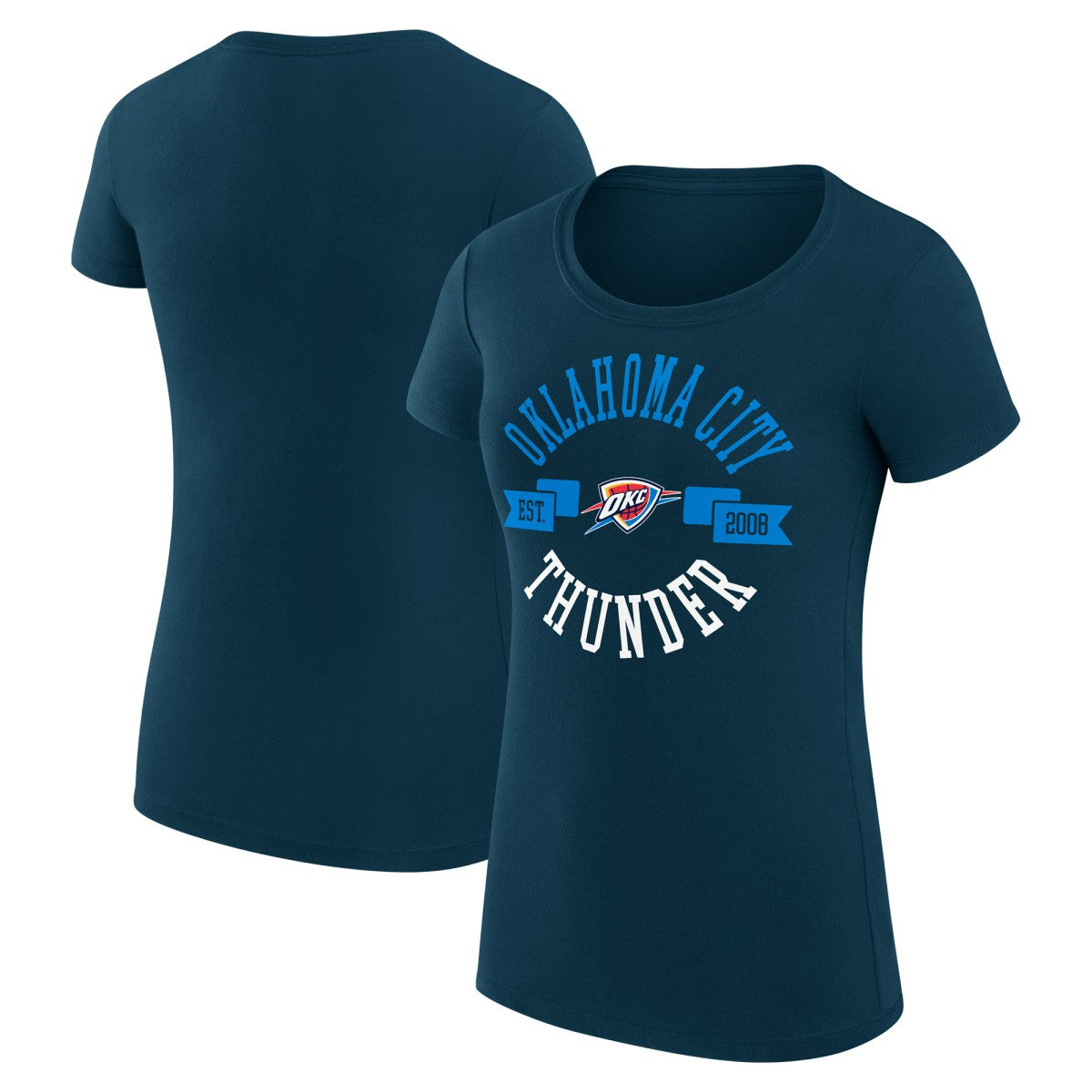 Oklahoma City Thunder G-III 4Her by Carl Banks Women's Super-Slim Fit Lightweight Large City Logo T-Shirt Navy