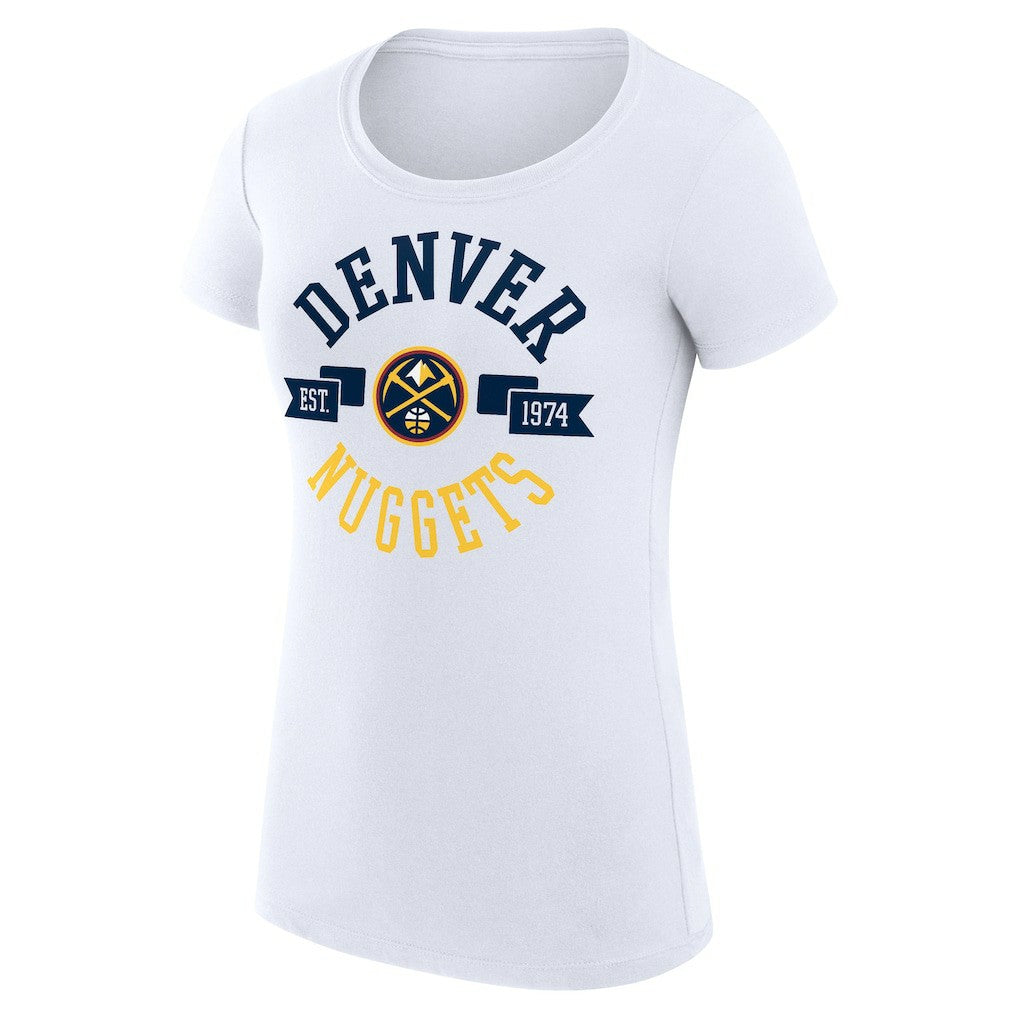 Denver Nuggets G-III 4Her by Carl Banks Women's Super-Slim Fit Lightweight Large City Logo T-Shirt White