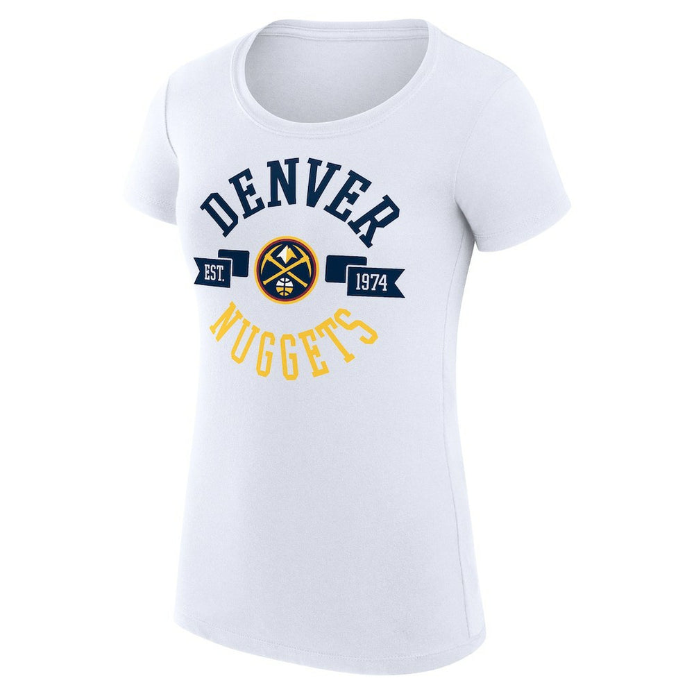 Denver Nuggets G-III 4Her by Carl Banks Women's Super-Slim Fit Lightweight Large City Logo T-Shirt White