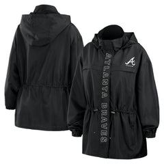 Atlanta Braves WEAR by Erin Andrews Women's Full-Zip Windbreaker Hoodie Jacket Outlet