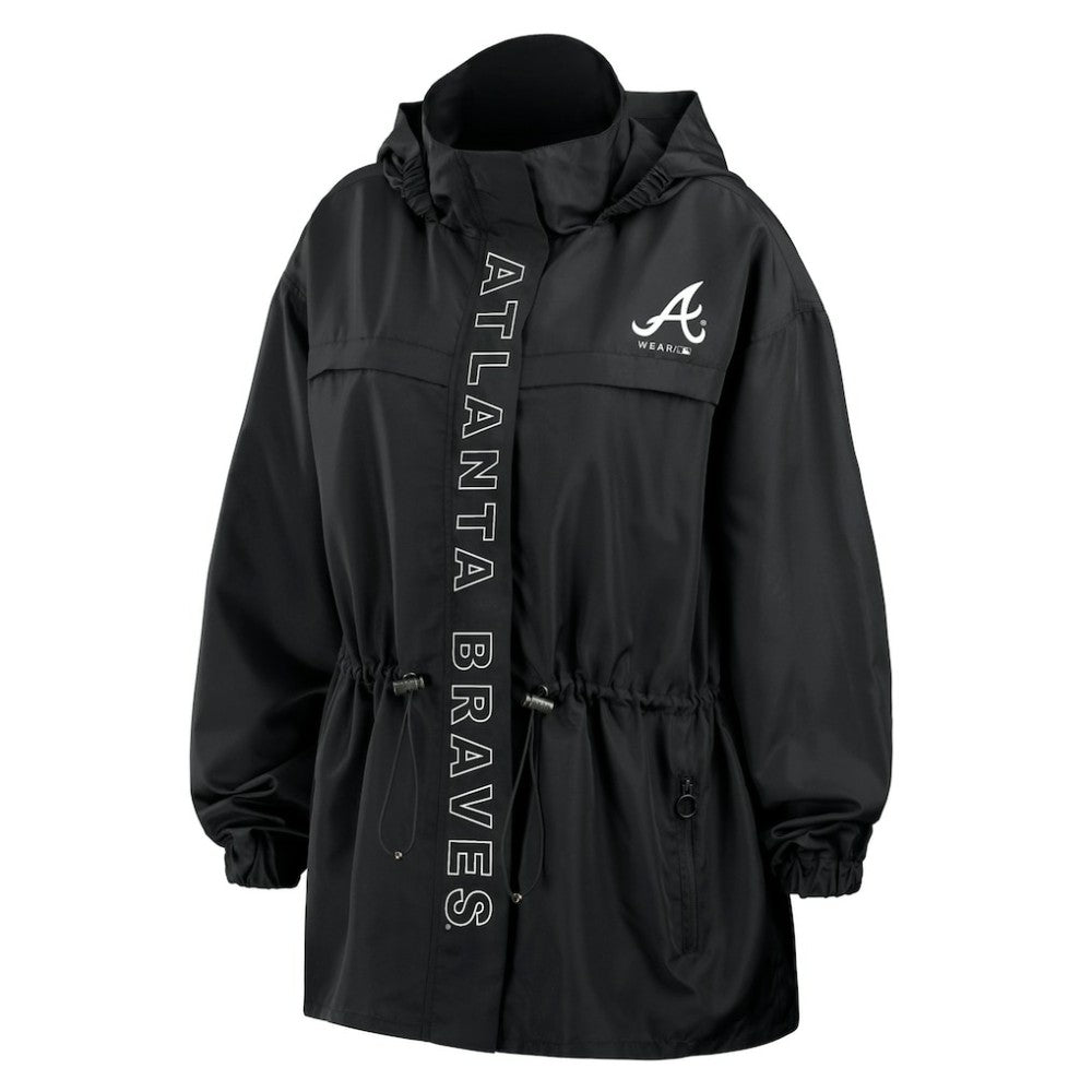 Atlanta Braves WEAR by Erin Andrews Women's Full-Zip Windbreaker Hoodie Jacket Outlet