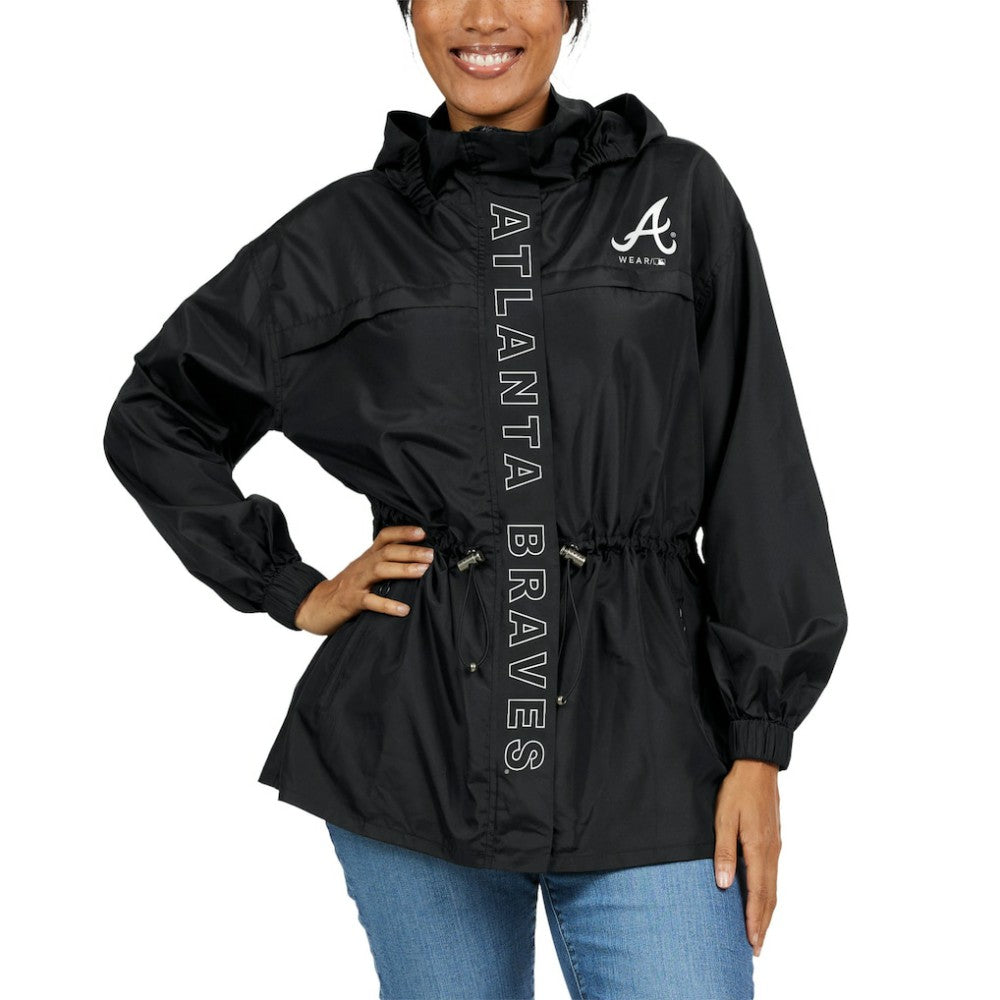 Atlanta Braves WEAR by Erin Andrews Women's Full-Zip Windbreaker Hoodie Jacket Outlet