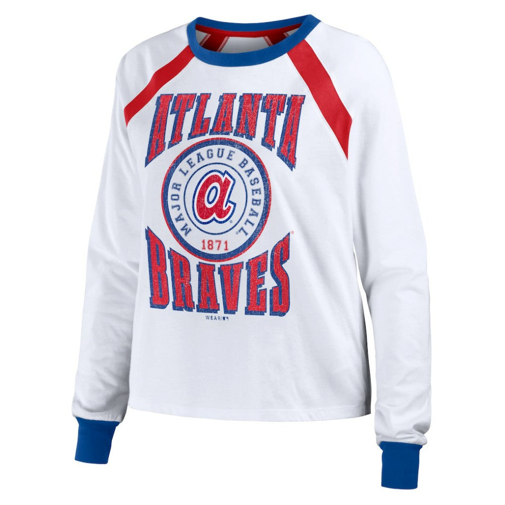 Atlanta Braves WEAR by Erin Andrews Women's Raglan Long Sleeve T-Shirt Outlet