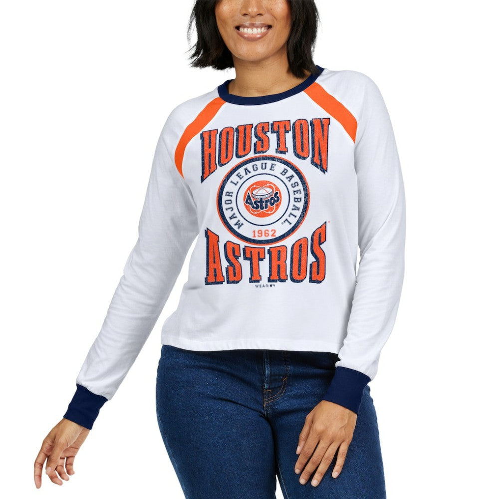 Houston Astros WEAR by Erin Andrews Women's Raglan Long Sleeve T-Shirt Outlet