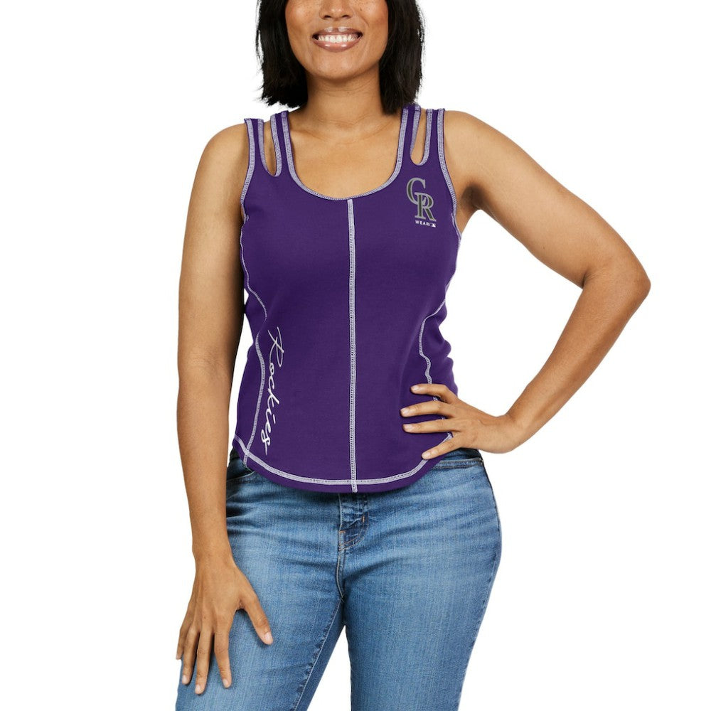 Colorado Rockies WEAR by Erin Andrews Women's Contrast Stitch Tank Top for sale