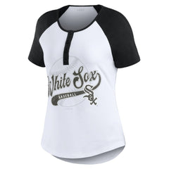 Chicago White Sox WEAR by Erin Andrews Women's Fitted Henley Raglan T-Shirt for sale