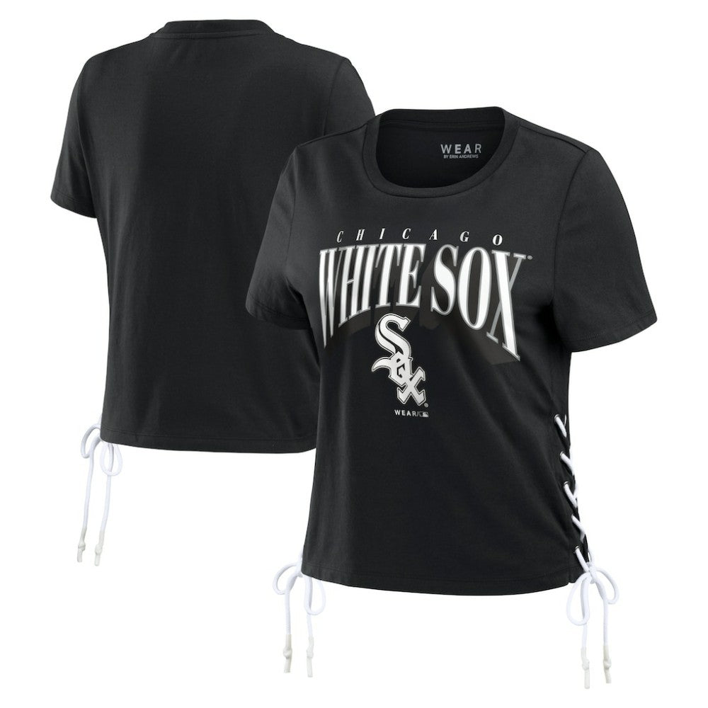 Chicago White Sox WEAR by Erin Andrews Women's Side Lace-Up Cropped T-Shirt Outlet
