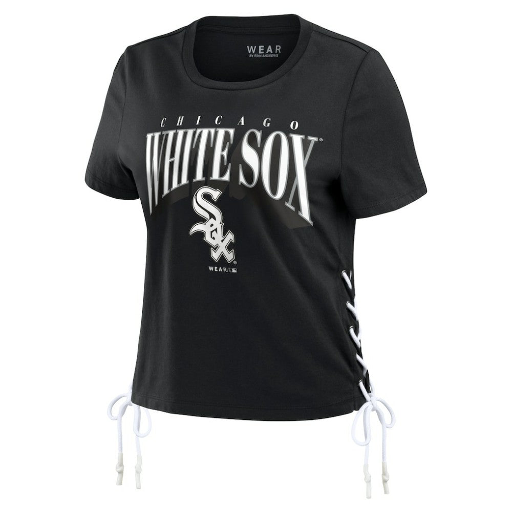 Chicago White Sox WEAR by Erin Andrews Women's Side Lace-Up Cropped T-Shirt Outlet