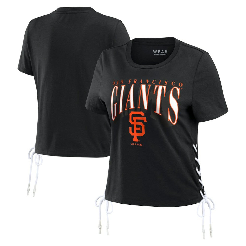 San Francisco Giants WEAR by Erin Andrews Women's Side Lace-Up Cropped T-Shirt Online