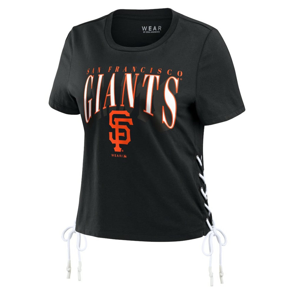 San Francisco Giants WEAR by Erin Andrews Women's Side Lace-Up Cropped T-Shirt Online
