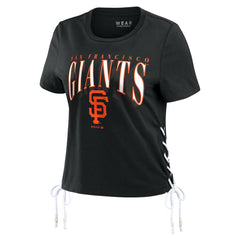 San Francisco Giants WEAR by Erin Andrews Women's Side Lace-Up Cropped T-Shirt Online