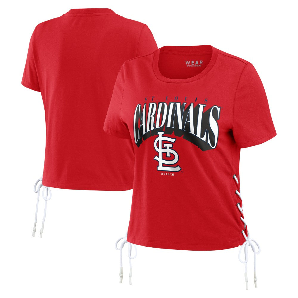 St. Louis Cardinals WEAR by Erin Andrews Women's Side Lace-Up Cropped T-Shirt Online
