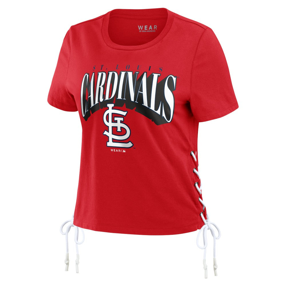 St. Louis Cardinals WEAR by Erin Andrews Women's Side Lace-Up Cropped T-Shirt Online