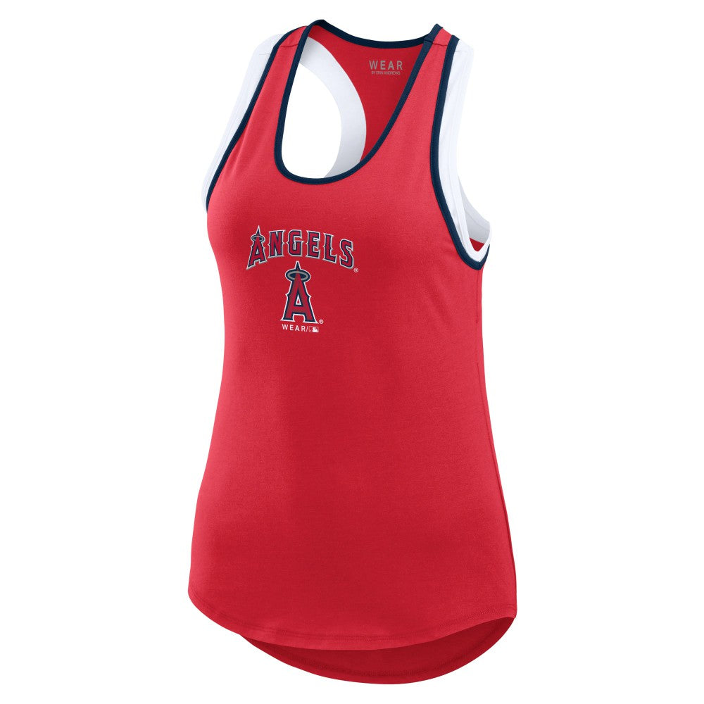 Los Angeles Angels WEAR by Erin Andrews Women's Colorblock Racerback Tank Top Sale