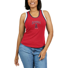 Los Angeles Angels WEAR by Erin Andrews Women's Colorblock Racerback Tank Top Sale