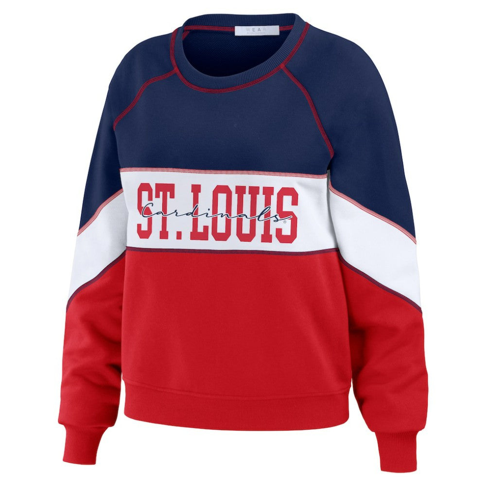 St. Louis Cardinals WEAR by Erin Andrews Women's Color Block Crew Neck Pullover Sweatshirt Near Me