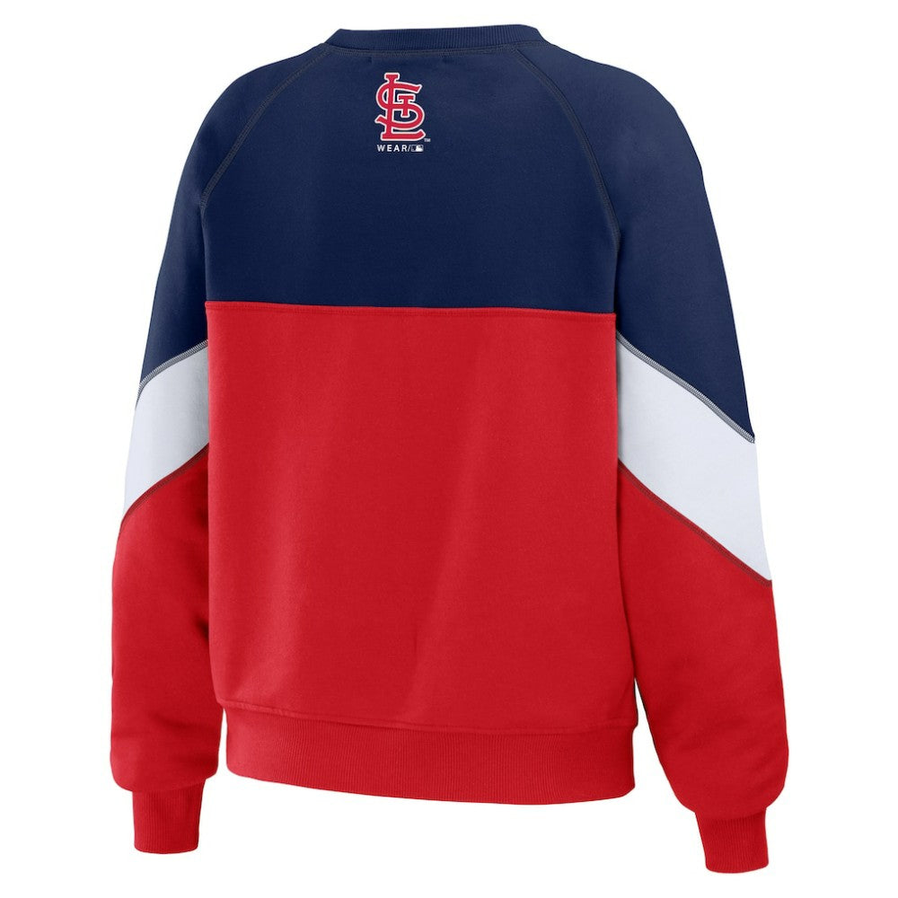 St. Louis Cardinals WEAR by Erin Andrews Women's Color Block Crew Neck Pullover Sweatshirt Near Me
