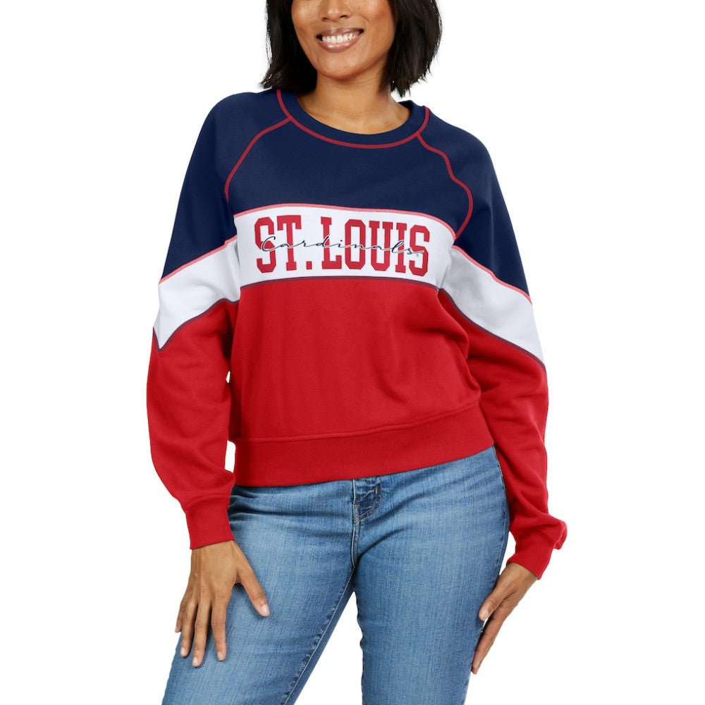 St. Louis Cardinals WEAR by Erin Andrews Women's Color Block Crew Neck Pullover Sweatshirt Near Me