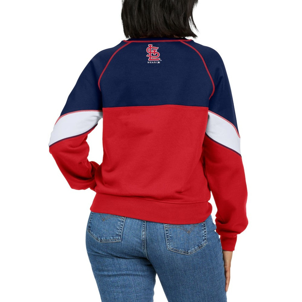 St. Louis Cardinals WEAR by Erin Andrews Women's Color Block Crew Neck Pullover Sweatshirt Near Me