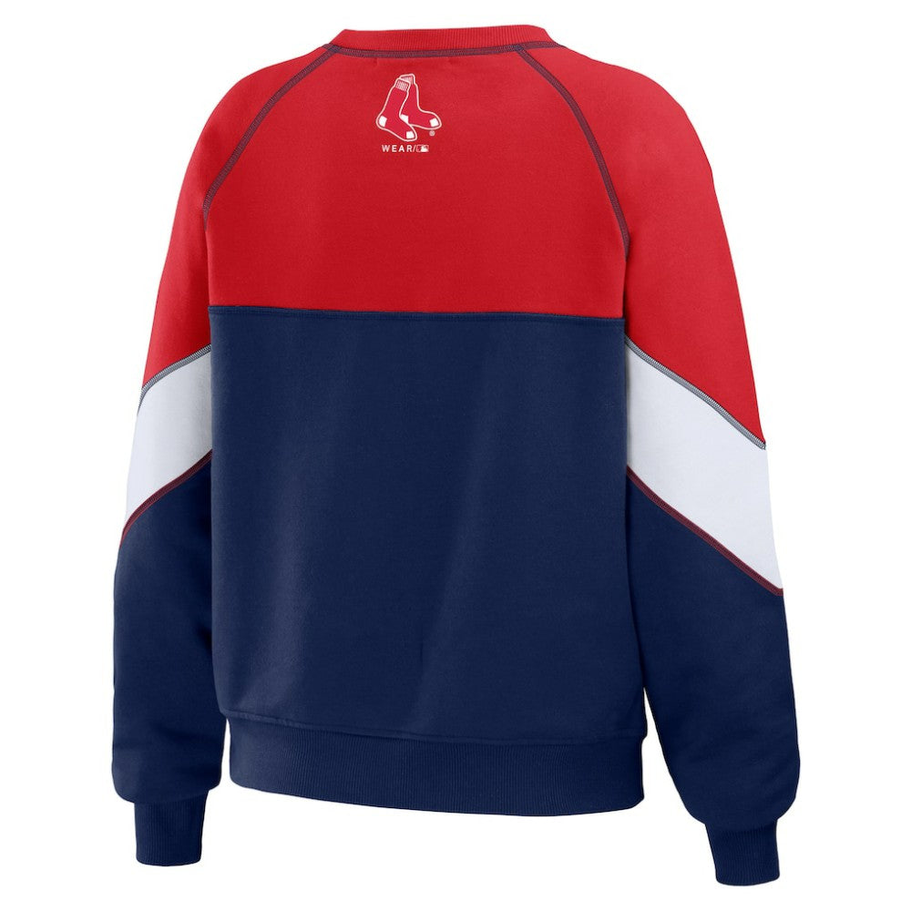 Boston Red Sox WEAR by Erin Andrews Women's Color Block Crew Neck Pullover Sweatshirt Discount