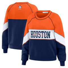 Houston Astros WEAR by Erin Andrews Women's Color Block Crew Neck Pullover Sweatshirt Outlet