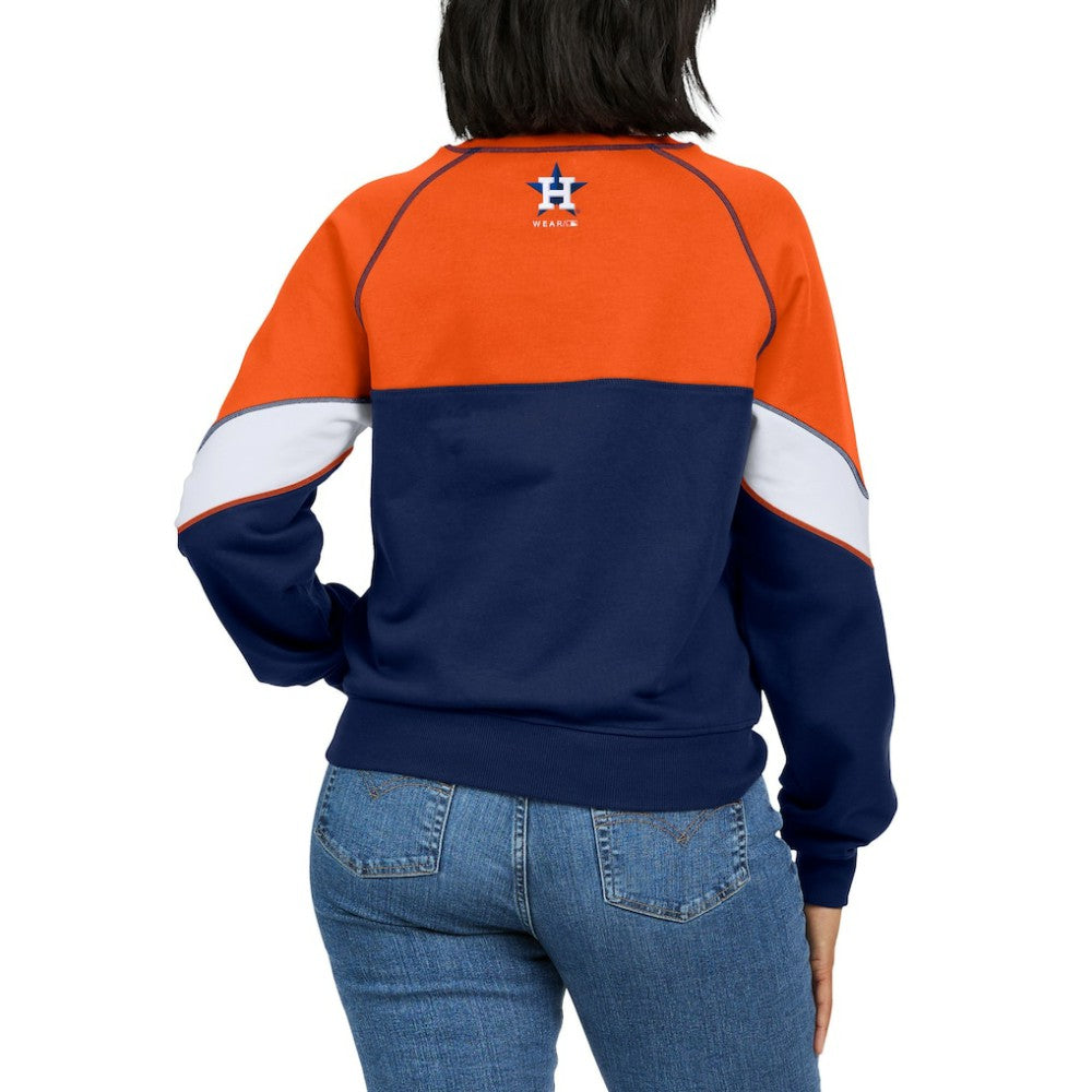 Houston Astros WEAR by Erin Andrews Women's Color Block Crew Neck Pullover Sweatshirt Outlet
