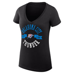 Oklahoma City Thunder G-III 4Her by Carl Banks Women's Super-Slim Fit Lightweight Large City Logo V-Neck T-Shirt Black
