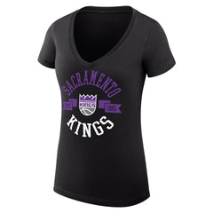 Sacramento Kings G-III 4Her by Carl Banks Women's Super-Slim Fit Lightweight Large City Logo V-Neck T-Shirt Black