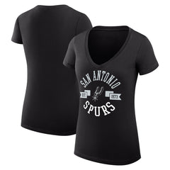 San Antonio Spurs G-III 4Her by Carl Banks Women's Super-Slim Fit Lightweight Large City Logo V-Neck T-Shirt Black