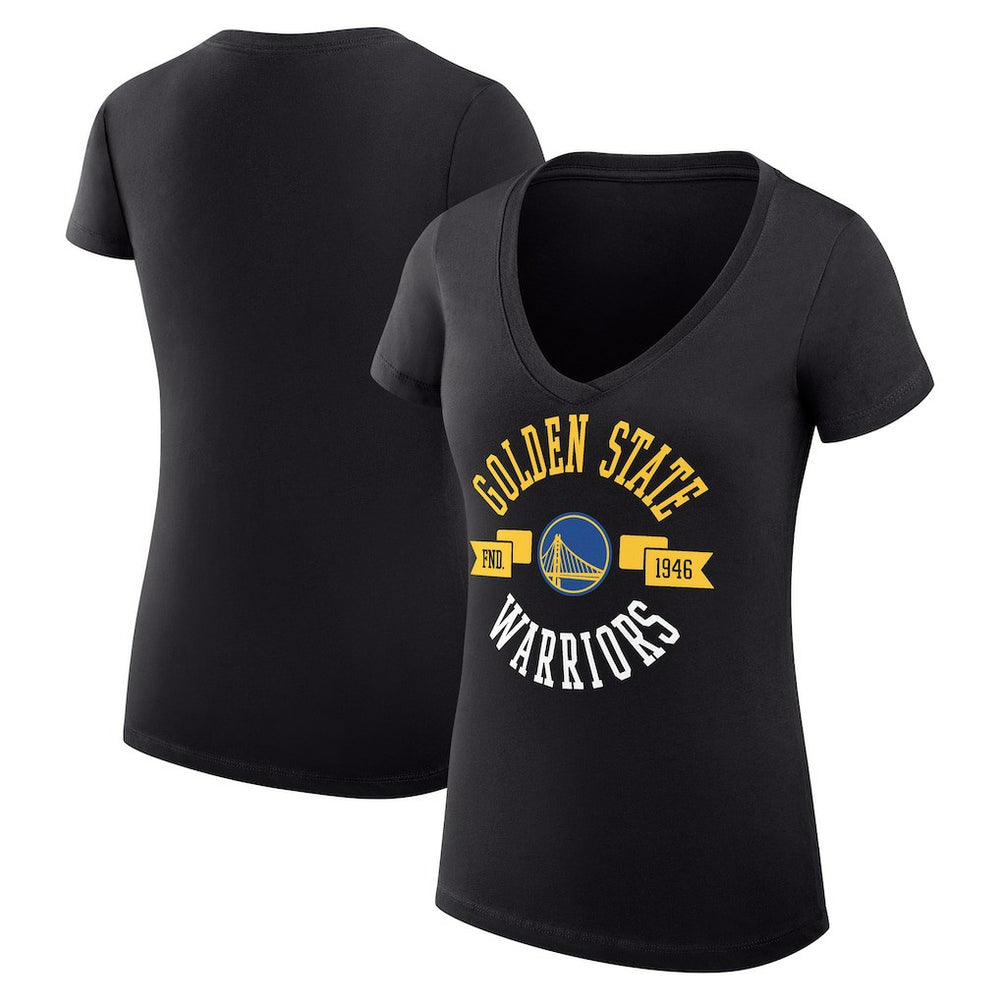 Golden State Warriors G-III 4Her by Carl Banks Women's Super-Slim Fit Lightweight Large City Logo V-Neck T-Shirt Black