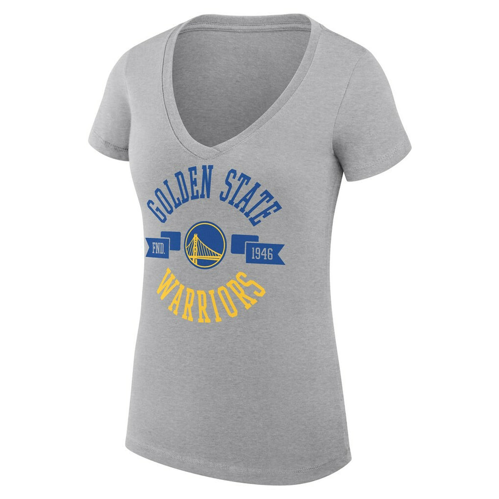 Golden State Warriors G-III 4Her by Carl Banks Women's Super-Slim Fit Lightweight Large City Logo V-Neck T-Shirt Heather Gray