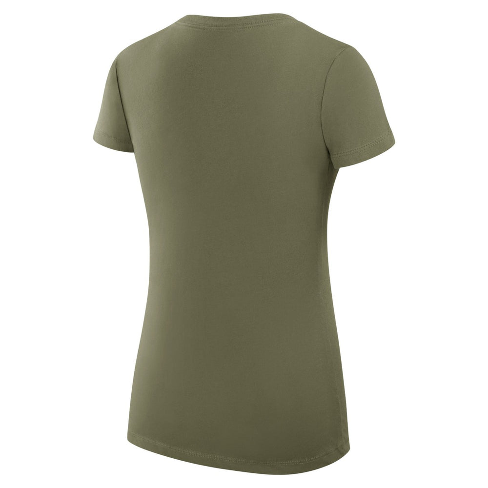Milwaukee Bucks G-III 4Her by Carl Banks Women's Super-Slim Fit Lightweight Large City Logo V-Neck T-Shirt Olive