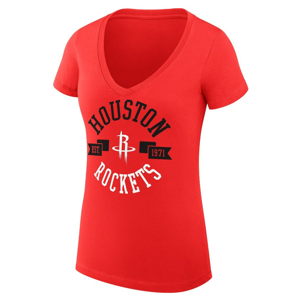 Houston Rockets G-III 4Her by Carl Banks Women's Super-Slim Fit Lightweight Large City Logo V-Neck T-Shirt Red