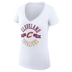 Cleveland Cavaliers G-III 4Her by Carl Banks Women's Super-Slim Fit Lightweight Large City Logo V-Neck T-Shirt White