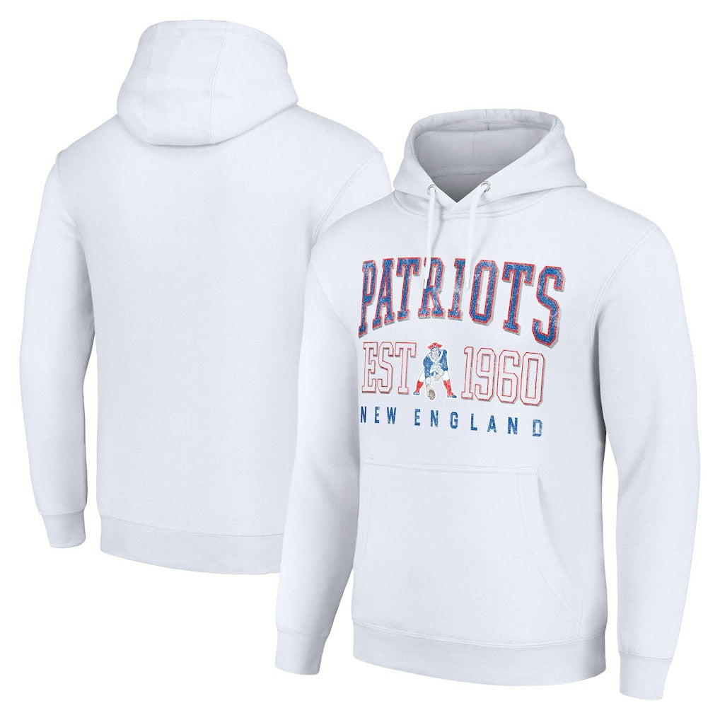New England Patriots Starter Unisex Throwback Logo Pullover Hoodie - White - NFL