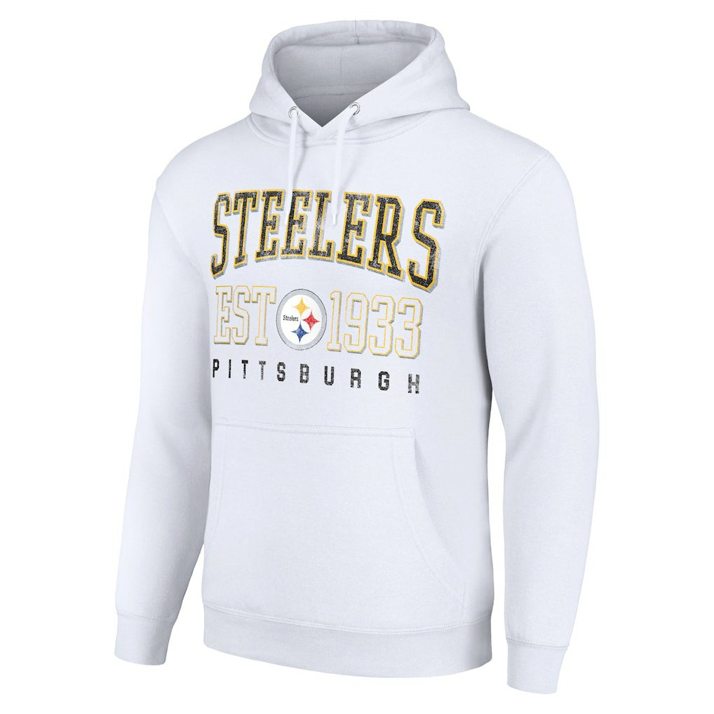 Pittsburgh Steelers Starter Unisex Throwback Logo Pullover Hoodie - White - NFL