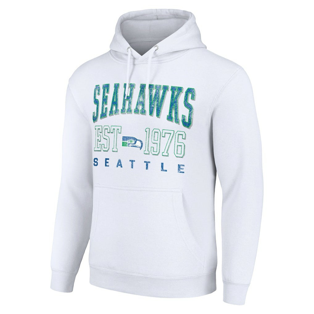 Seattle Seahawks Starter Unisex Throwback Logo Pullover Hoodie - White - NFL