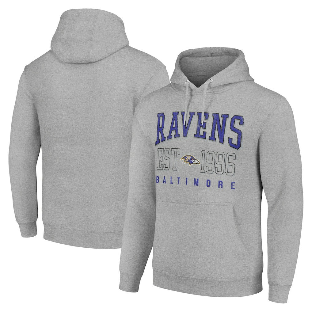 Baltimore Ravens Starter Unisex Throwback Logo Pullover Hoodie - Heather Gray - NFL