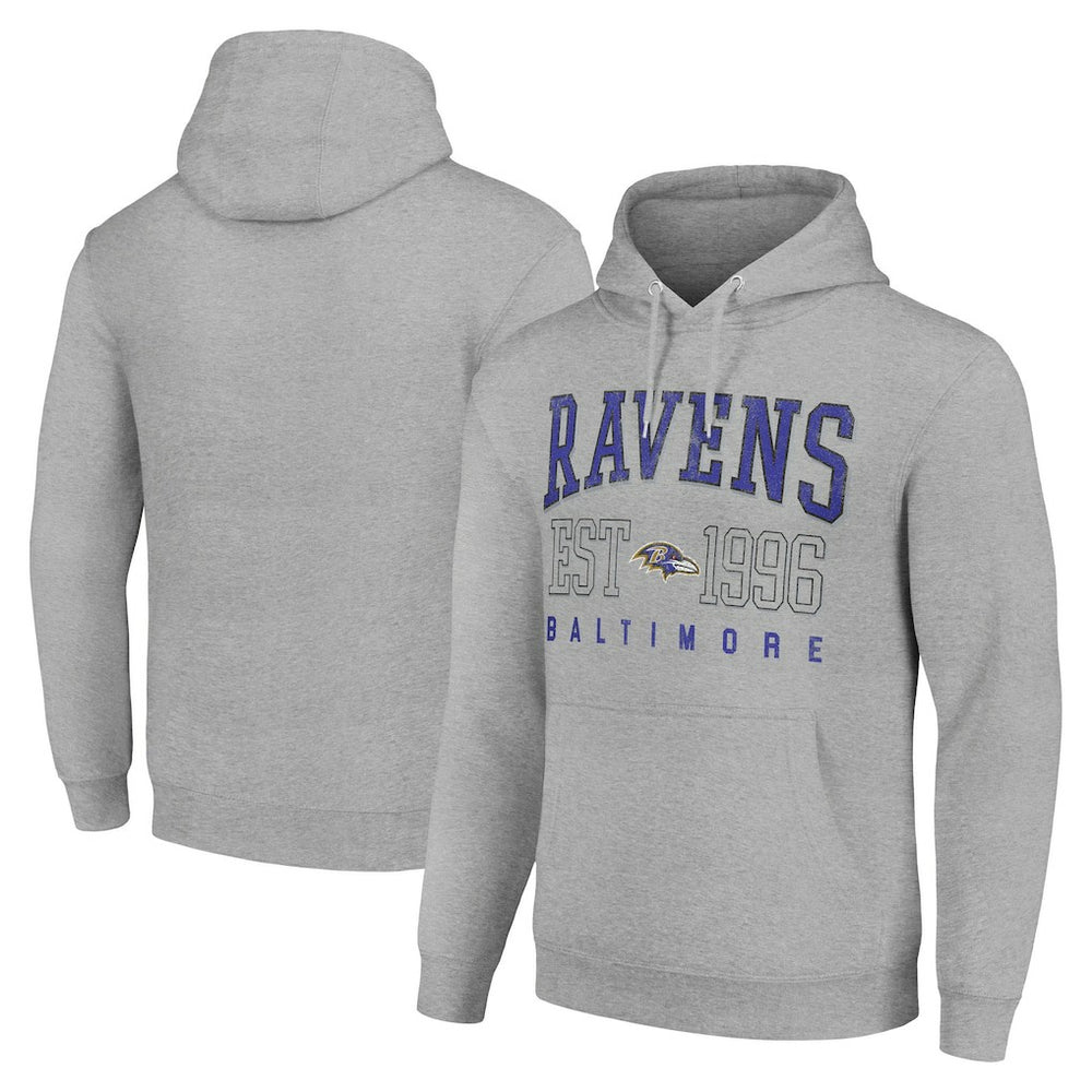 Baltimore Ravens Starter Unisex Throwback Logo Pullover Hoodie - Heather Gray - NFL