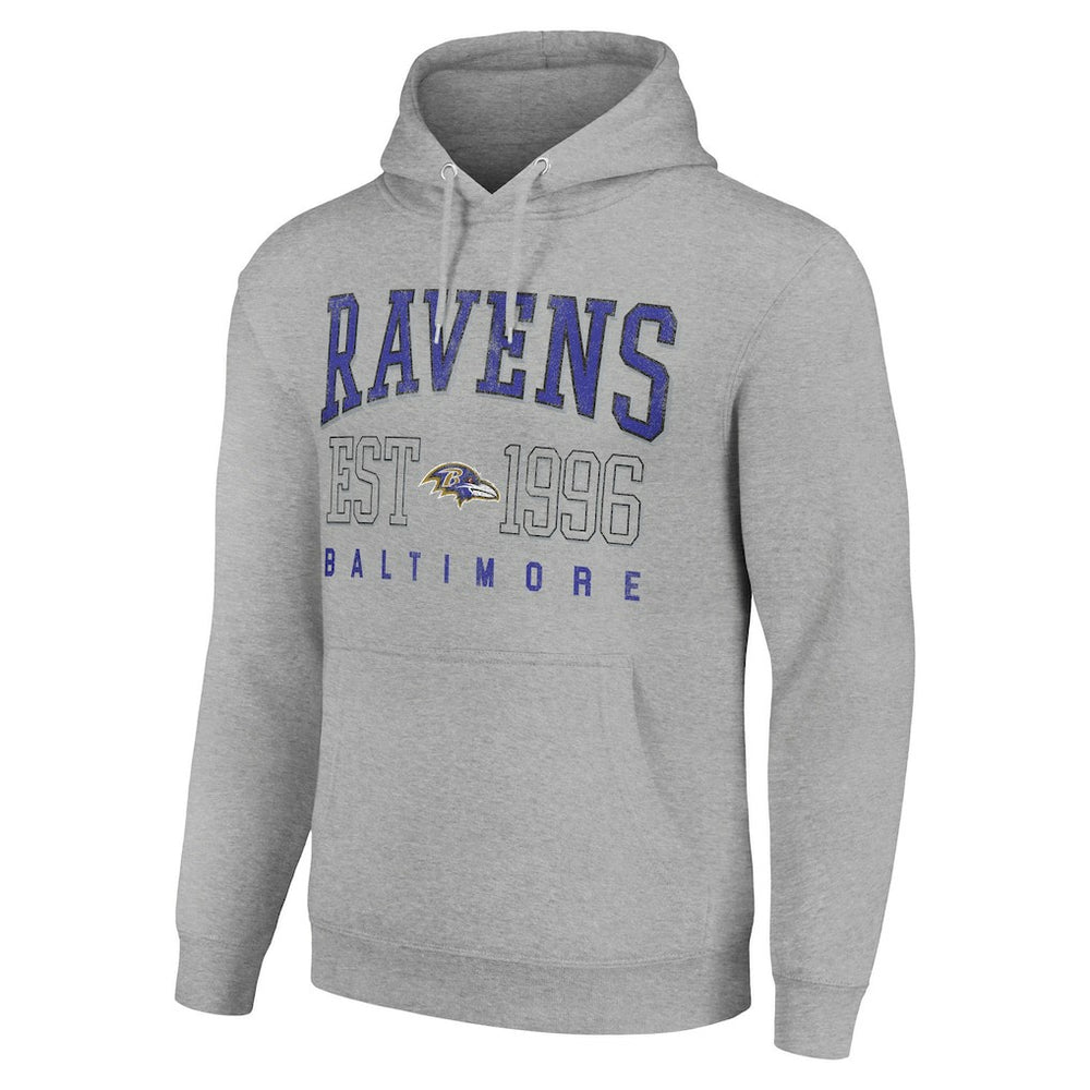 Baltimore Ravens Starter Unisex Throwback Logo Pullover Hoodie - Heather Gray - NFL