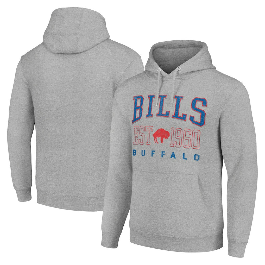 Buffalo Bills Starter Unisex Throwback Logo Pullover Hoodie - Heather Gray - NFL