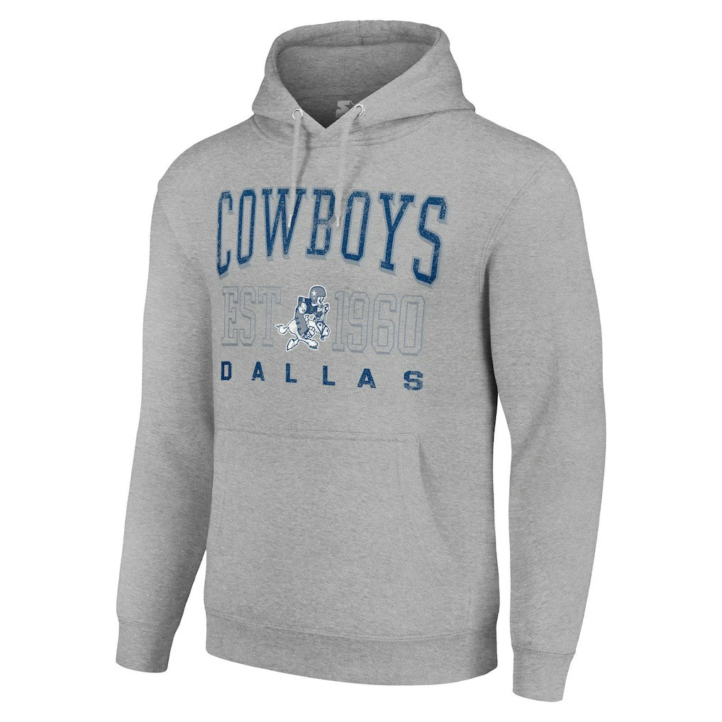 Dallas Cowboys Starter Unisex Throwback Logo Pullover Hoodie - Heather Gray - NFL