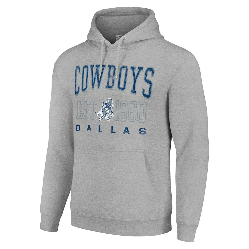 Dallas Cowboys Starter Unisex Throwback Logo Pullover Hoodie - Heather Gray - NFL