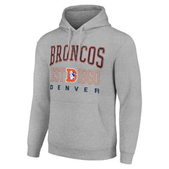 Denver Broncos Starter Unisex Throwback Logo Pullover Hoodie - Heather Gray - NFL