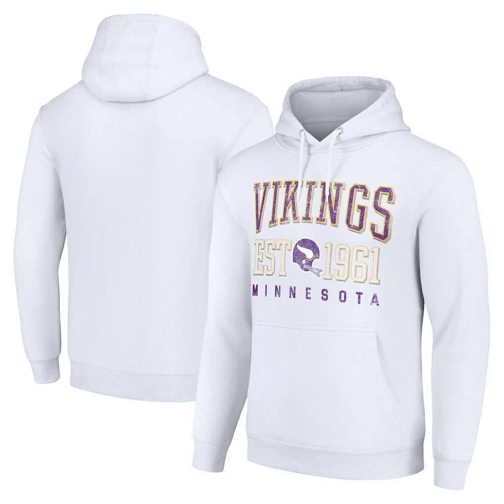 Minnesota Vikings Starter Unisex Throwback Logo Pullover Hoodie - White - NFL