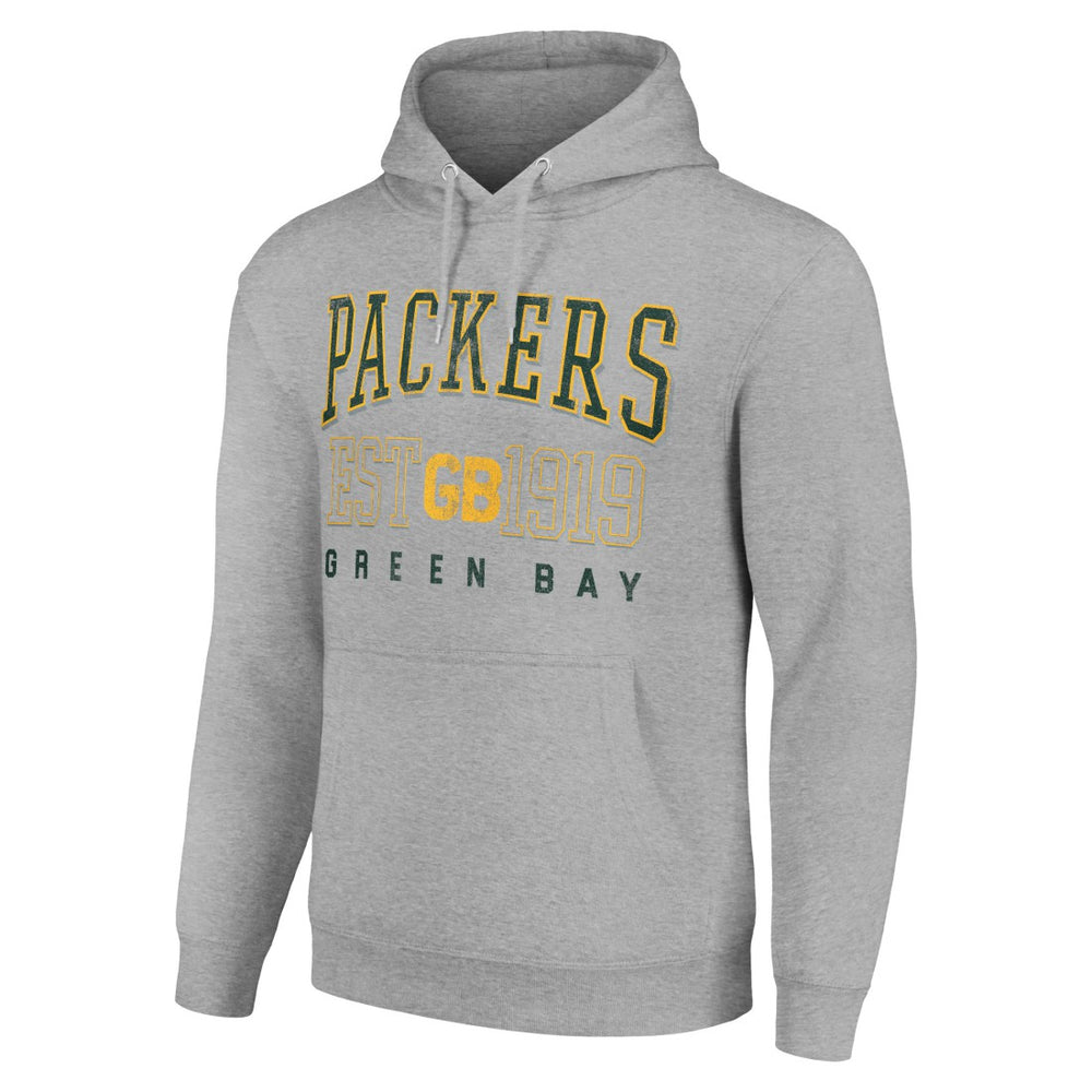 Green Bay Packers Starter Unisex Throwback Logo Pullover Hoodie - Heather Gray - NFL