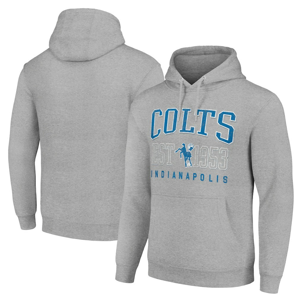 Indianapolis Colts Starter Unisex Throwback Logo Pullover Hoodie - Heather Gray - NFL